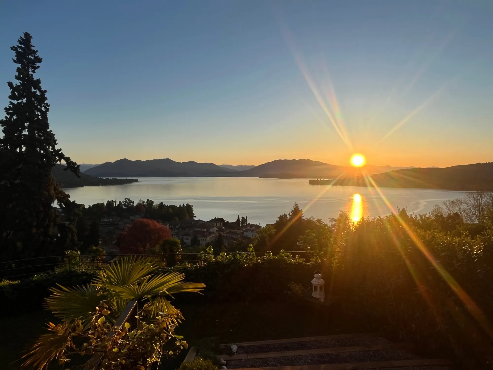 Sunset over Lago Maggiore seen from the apartment's terrace